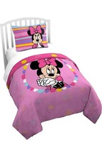 Disney Minnie Mouse Kids Twin Size Pillow Sham with Duvet Cover Set No Insert 