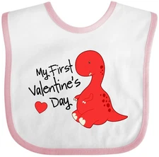 Inktastic My First Valentine's Day Baby Bib Kids Red T-rex Tyrannosaurus Rex For