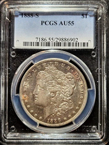 1888-S Dollar, Silver, Morgan Head, PCGS AU-55