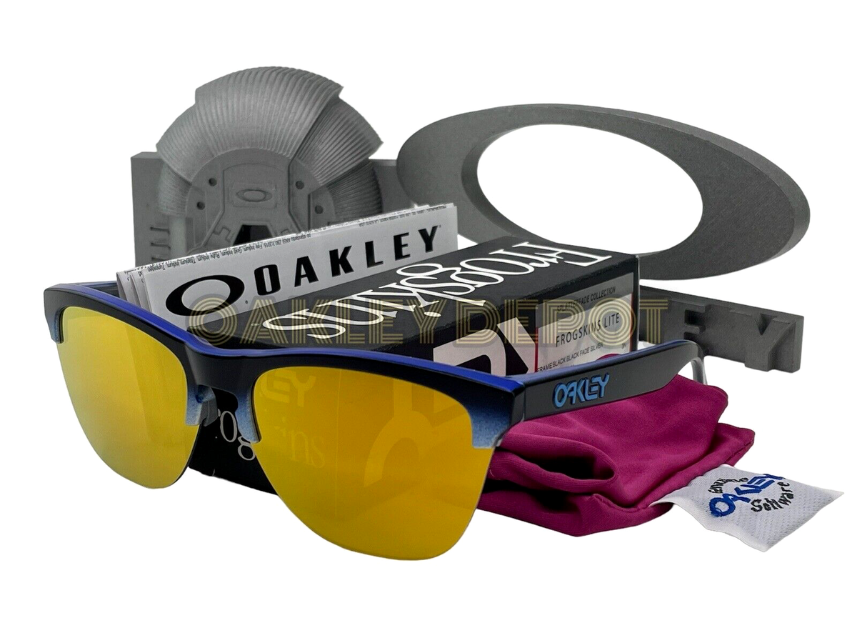 ✓🕶️ OAKLEY FROGSKINS LITE 009374 BLACK FADE SILVER/24K IRIDIUM