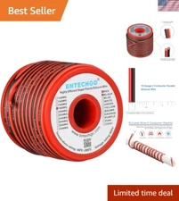 18 Gauge Flexible 2 Conductor Parallel Silicone Wire Spool Red Black High Res...