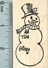 Snowman Gift Tag Rubber Stamp, with To and From, Christmas Series J33304 WM