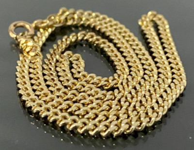 14K Yellow Gold Curb Link Short Chain Necklace 39.50cm Long