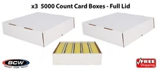 3 BCW 5000 Count Card Boxes Baseball Sport Gaming Cards Storage Full Lid Monster
