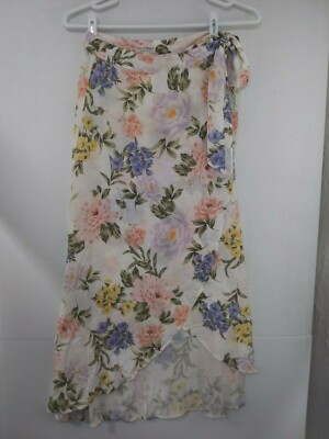 MISS SELFRIDGE FLORAL WRAP MIDI SKIRT US sz NWT