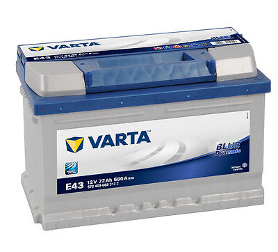 VARTA E43 572409068 Silver Calcium TYPE 100 Car Battery 12V 72AH 680A 4Yrs  Wrnty 