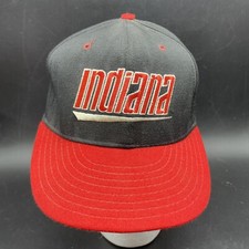 Indiana University IU Black & Red Ball Cap SnapBack Hat Vintage Made In USA