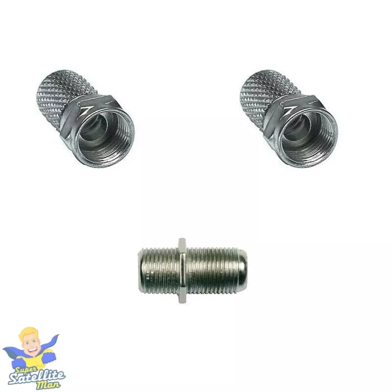 NEW REPAIR KIT FOR SKY HD SINGLE COAX CABLE 2 F CONNECTOR 1 JOINING BARRELLS