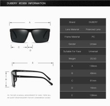 DUBERY Men Women Polarized Sport Sunglasses Square Driving Fishing Glasses UV400 6