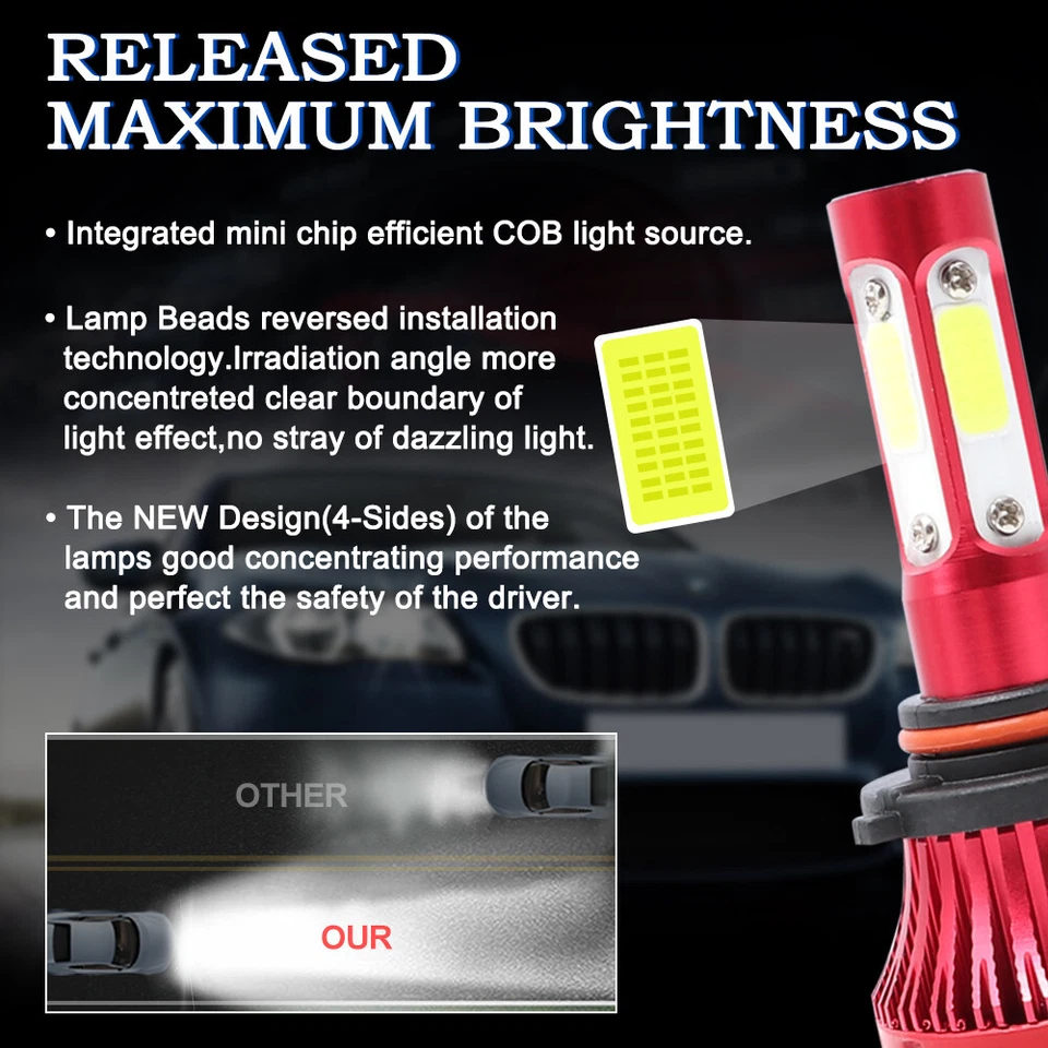 9005 9006 Kit Faros LED Combo Bombillas 6500K Alto Bajo Haz Súper Blanco Brillante Foto 4 de 4