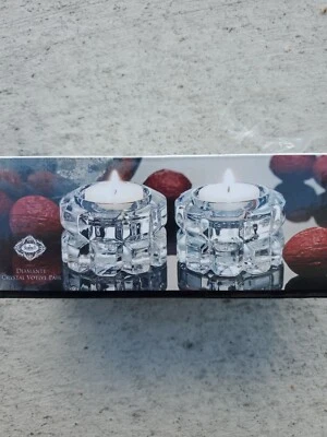 GODINGER/SHANNON Shannon Crystal Pair Votive Candle Holders - NIB