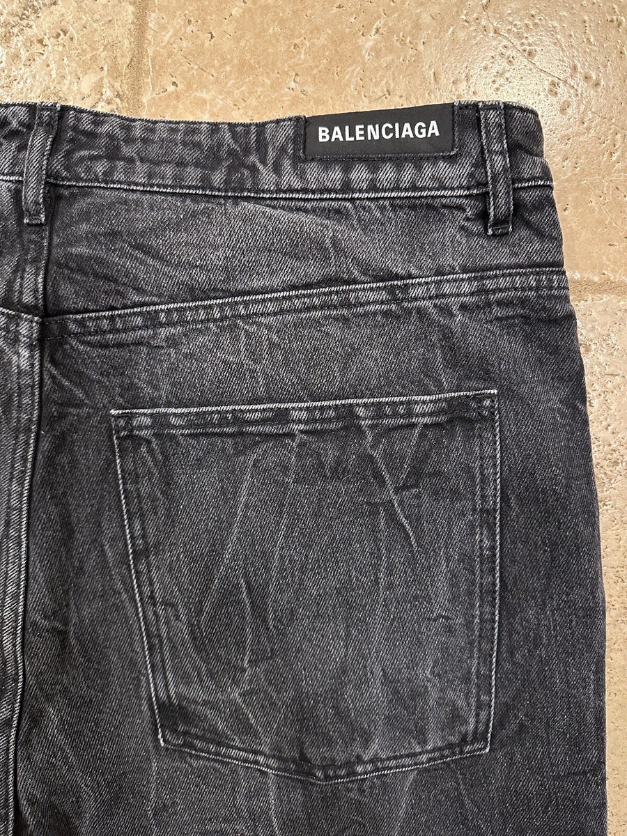 Balenciaga Organic Japanese Streaky Black Washed Denim Jeans Balenciaga Organic Japanese Streaky Black Washed Denim Jeans