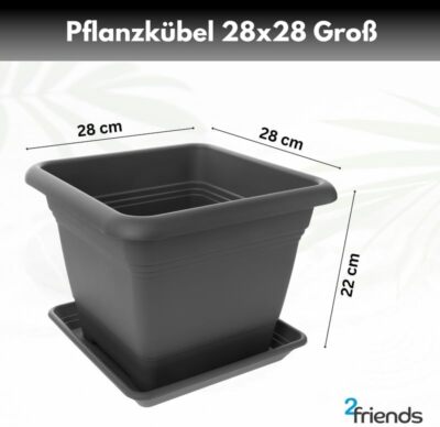 4er Set Blumenkasten Blumentopf Blumenkbel Pflanzkasten eckig 28x28  Anthrazit | eBay.de