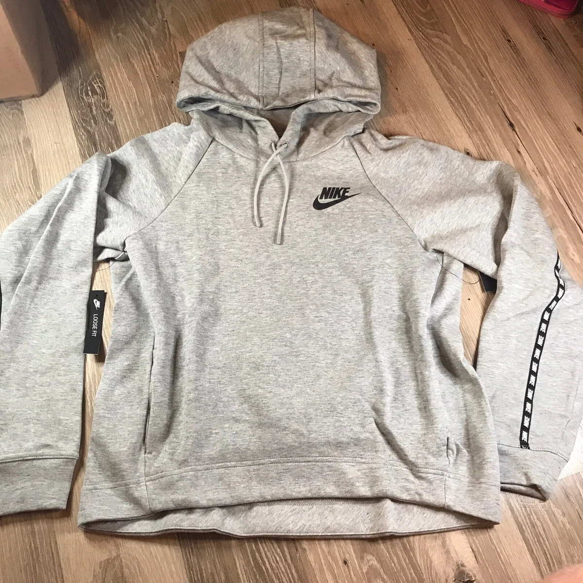 Nike Sportswear Womens Optic Hoodie AV15 Grey Black Logo AJ6313-021 Size  Small