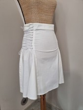 EXTYN : JUPE CORSET TAILLE HAUTE BLANCHE LACAGE DES 2 CÔTÉS CAGE LACETS 