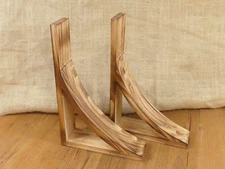 2 Large Corbels Shelf Bracket Support Mantle 12" X 8" X 2 1/2" Farmhouse Wood