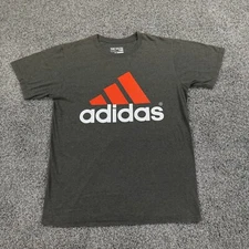 Adidas Shirt Mens Medium Gray Spellout Logo Lightweight Outdoor Athletic Active