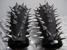 LEATHER BLACK SPIKED LARGE BRACER...BLACK METAL...(MDLG0335)..GOATPENIS