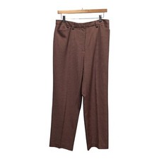 Vintage Liz Claiborne Red Tan Houndstooth Plaid Straight Leg Trouser Pants, 12