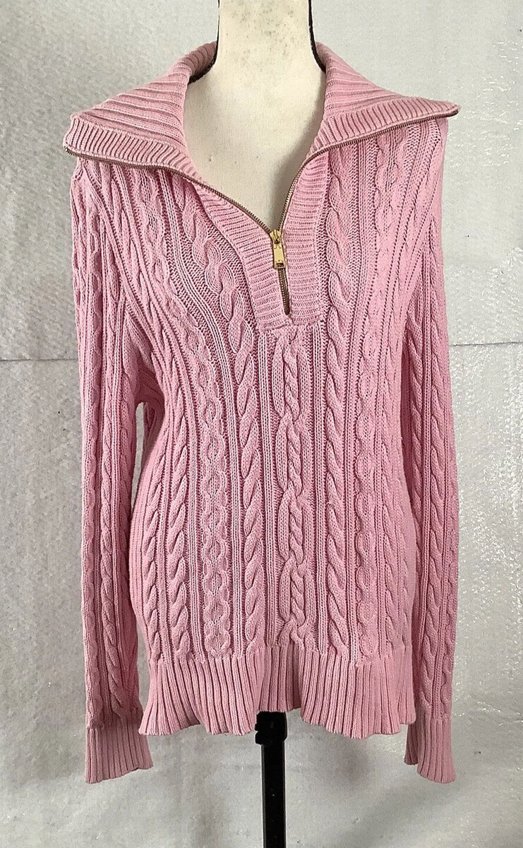 Ralph Lauren Black Label 100% Cotton Cable Knit Pink Zip Ralph Lauren Black Label 100% Cotton Cable Knit Pink Zip