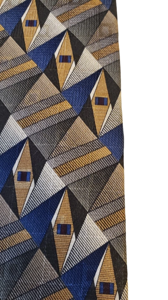 Corbata clásica para hombre Platinum Designs azul tostado geométrica 100 % seda iglesia de negocios Foto 2 de 4