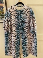 Vintage 2014 Raf Christian Dior Womens Leopard Print Blue Coat 36, Mint