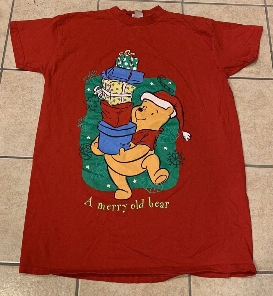 VTG One Size Fits Most Winnie The Pooh Red A Merry Old Bear