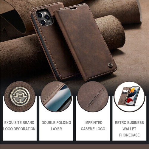 AU For iPhone 15 14 13 12 11 Pro Max Magnetic Leather Flip Wallet Cover Case - Picture 19 of 32