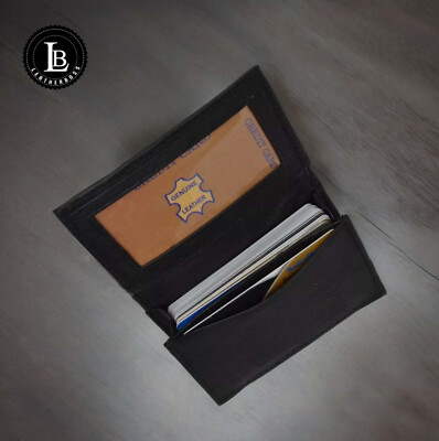 Leatherboss Slim Dark Brown Leather Credit Card & ID Holder - Men's Minimalist Wallet
