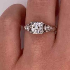 Art Deco Style Round Lab Created Diamond Filigree 14K White Gold FN Wedding Ring