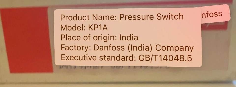 Presostato danfoss kp1a 060-116291 Foto 3 de 4