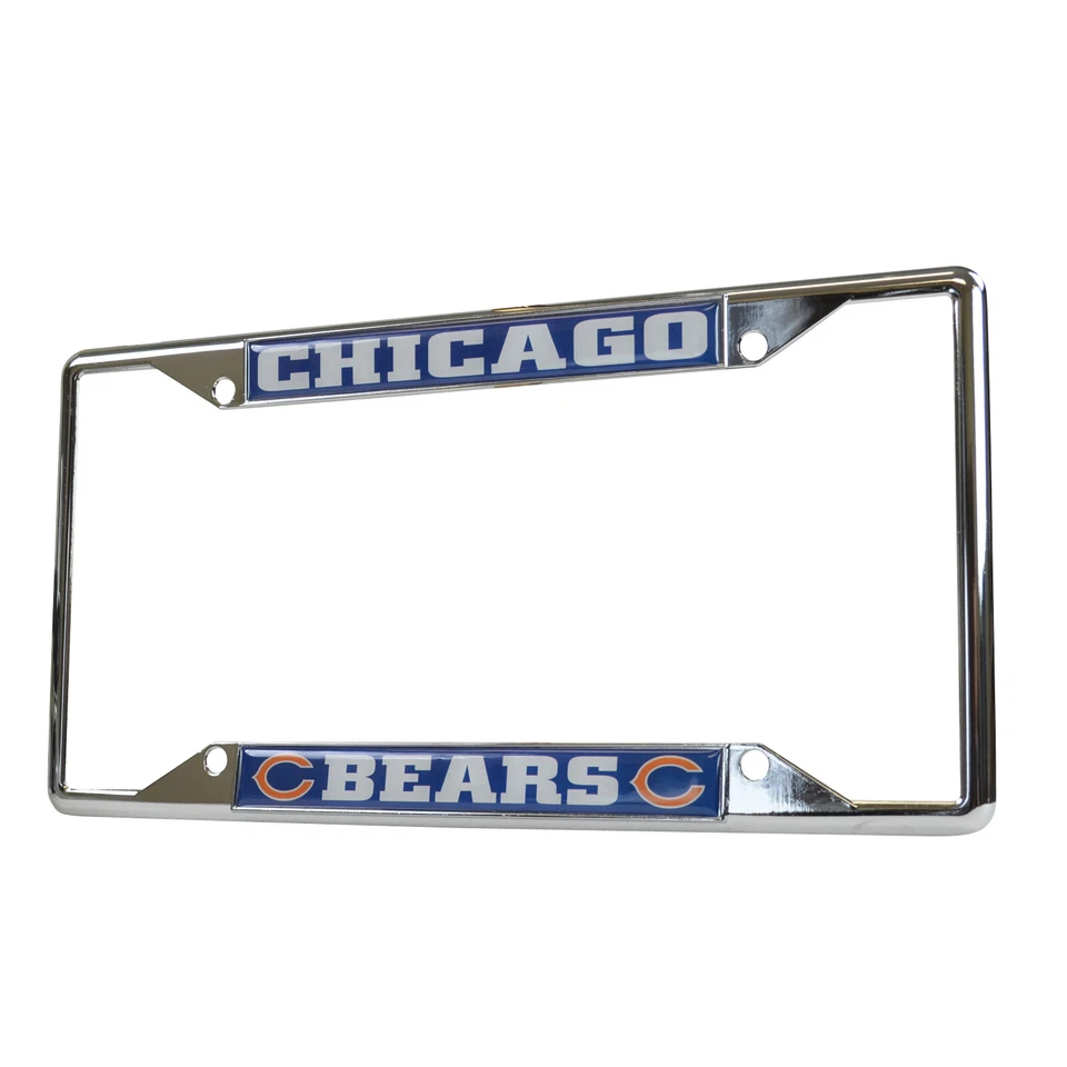 2 nuevas cubiertas de marco de matrícula de metal cromado para auto camión SUV de los Chicago Bears de la NFL Foto 3 de 4