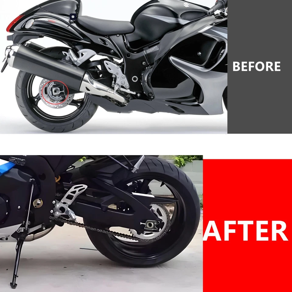 BLACK CNC Chain Adjuster Rear Axle Block Sliders For Suzuki Hayabusa 2008-2018 - Image 2 of 4