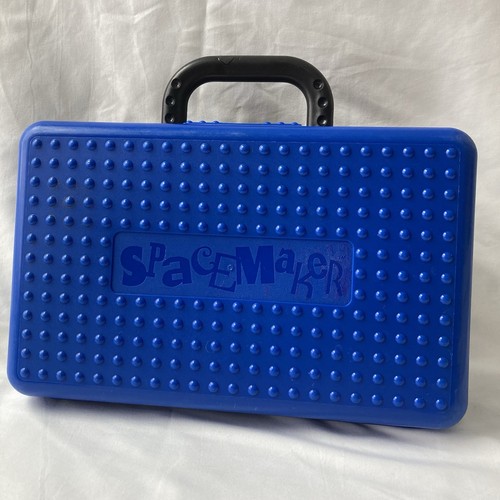 Vintage SpaceMaker Pencil Box Blue Black With Handle 11"x7" 90’s Y2K School Art