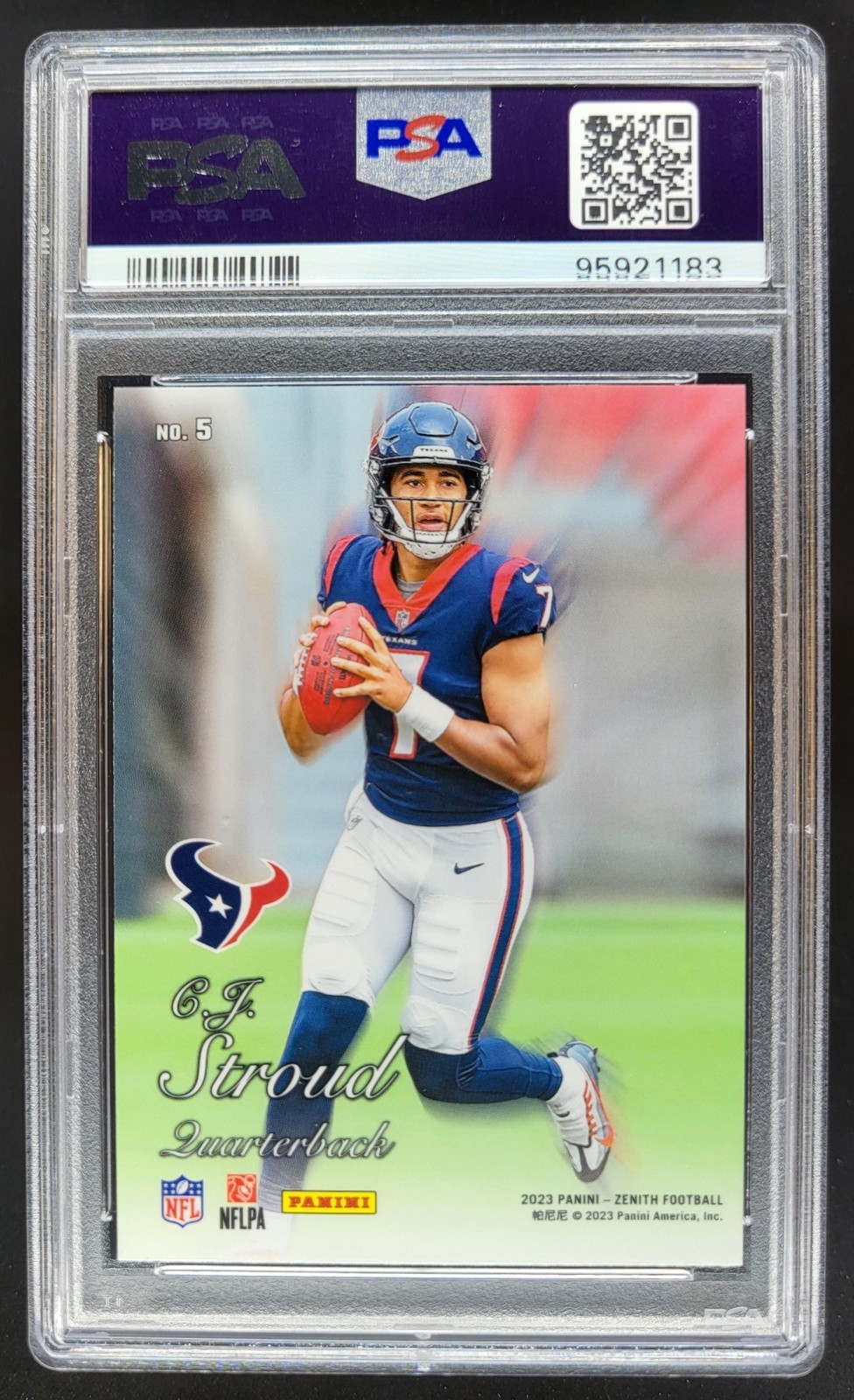 2023 Panini Zenith C.J. Stroud 1994 Pacific Red #5 RC PSA 9 Houston Texans AL8 view 2