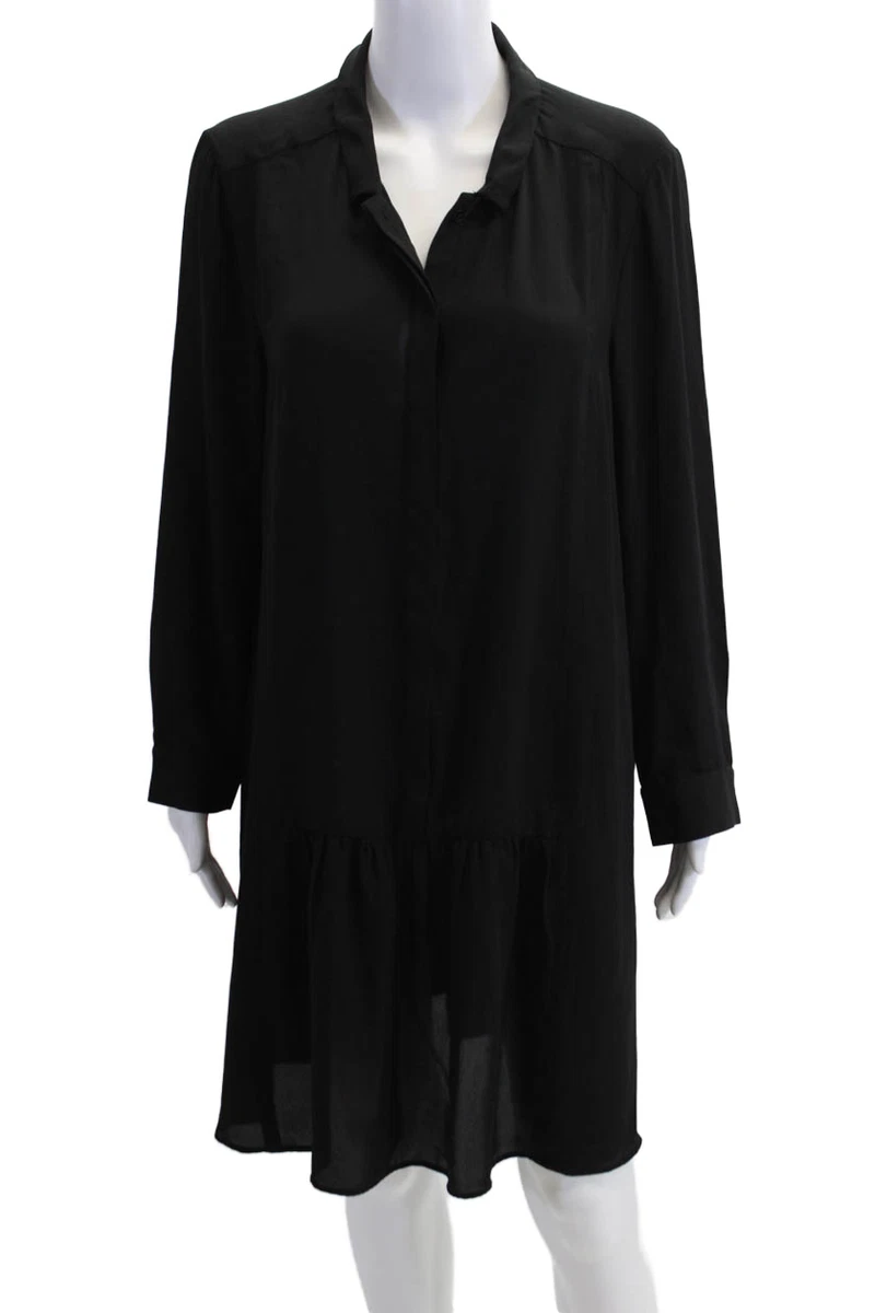 long sleeve sheer dress black Adele Embroidered Mesh Long Sleeve Dress in Black main image 0