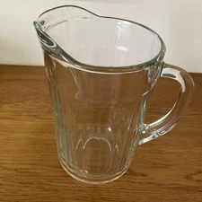 Vintage Crisa Heavy Thick Clear Ribbed Glass 56 oz Water Beer Restaurant Pitcher