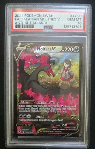 💎PSA 10 Gem Mint Galarian Moltres V TG20/TG30 Astral Radiance Trainer Gallery💎
