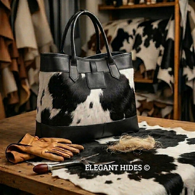 Handmade Cowhide Leather Tote Bag | Hair On Hide Purse Western Handbag for Women