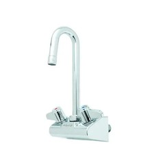 T S Brass 4" Wall Mount Mixing Faucet w/ 3" Swivel Gooseneck Spout