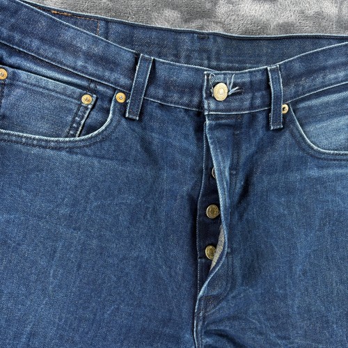 Levi’s 501 Men Jeans 34X30 Button Fly Vintage Blue Denim Straight Leg USA Fit - Picture 13 of 18