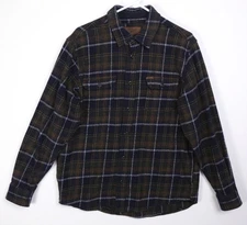 Orvis Heavy Flannel Plaid Shirt Jacket Shacket Mens Medium Black Rust Green Whit