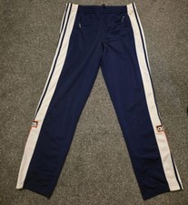 Adidas Vintage 90s Popper Tracksuit Bottoms Blue 40inch Leg And 27inch Esist