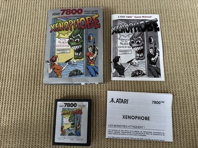 Atari 7800 Xenophobe Boxed Cartridge with 2 Manuals tested and working French