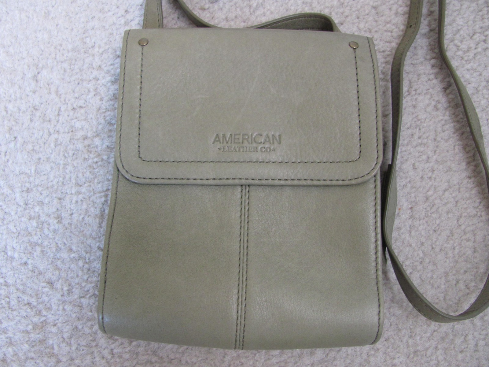 American Leather Co. Olive Green Leather Cross-Body Handbag/Purse