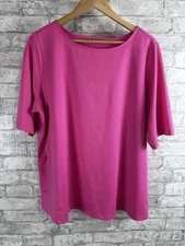 Susan Graver Essentials Liquid Knit Tunic Top Stretch Bright Pink Size 1x