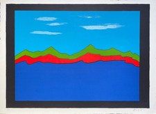 Franco ANGELI "Paesaggio sardo" , 1975 litografia originale numerata e firmata