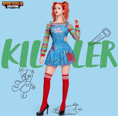 Women s 3 Piece Sexy Child s Play Killer Doll Costume - Size Small   New