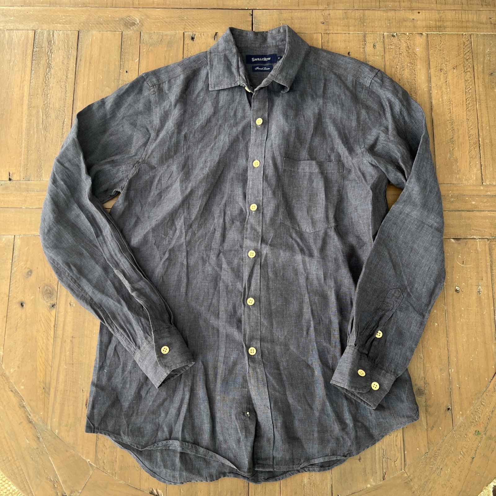 FILA Saville Row camicia uomo media in lino francese grigio con bottoni