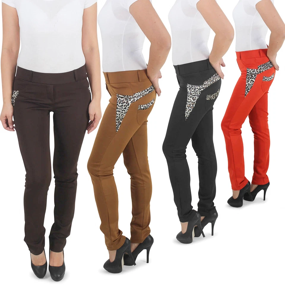 Damen Röhren Leggings Jeggings Treggings Stoff Hüft Skinny Hose Stretch Leopard - Bild 1 von 1